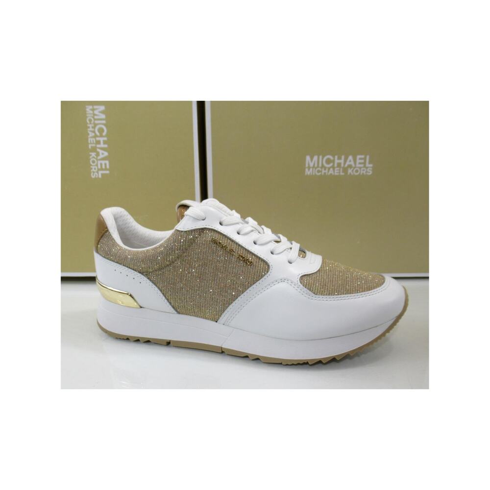 Michael Kors Livvy Trainer Lace Up Sneakers MK Logo Camel Multi